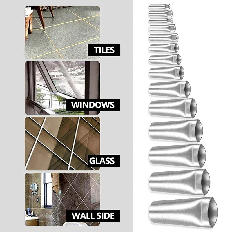 Bathroom Caulk Siliconized - 14PCS Stainless Steel Caulk Nozzle Applicator