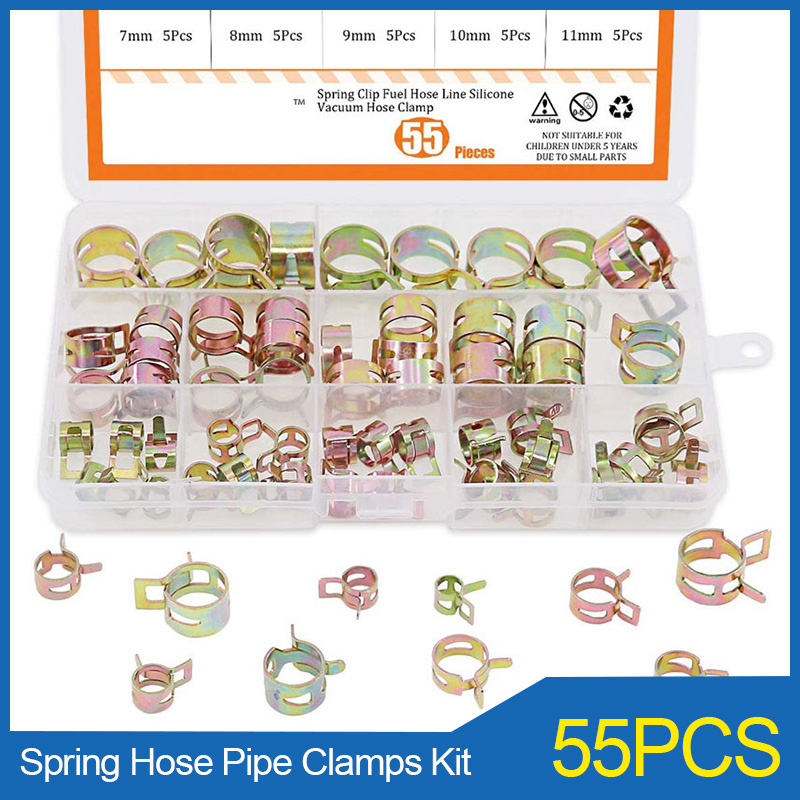 Hose Clamp Assorted - 55PCS/Set 7-17mm Spring Hose Pipe Clamps