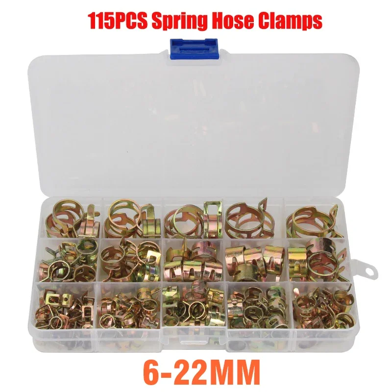Hose Clamp Assorted - 115 PCS 6-22mm Spring Hose Clamps