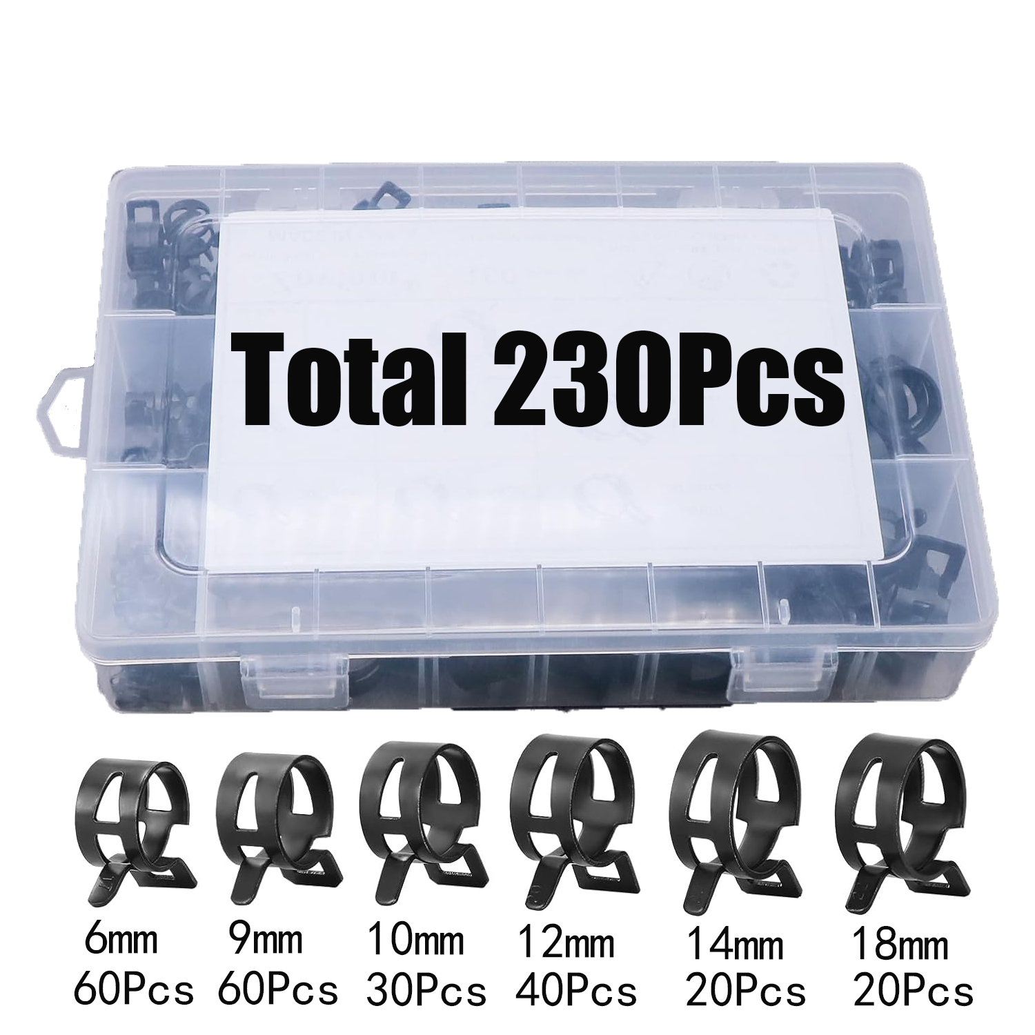 230Pcs 6-18mm 6 Sizes Black Q6 - Hose Clamp Assorted 리뷰 및 가격