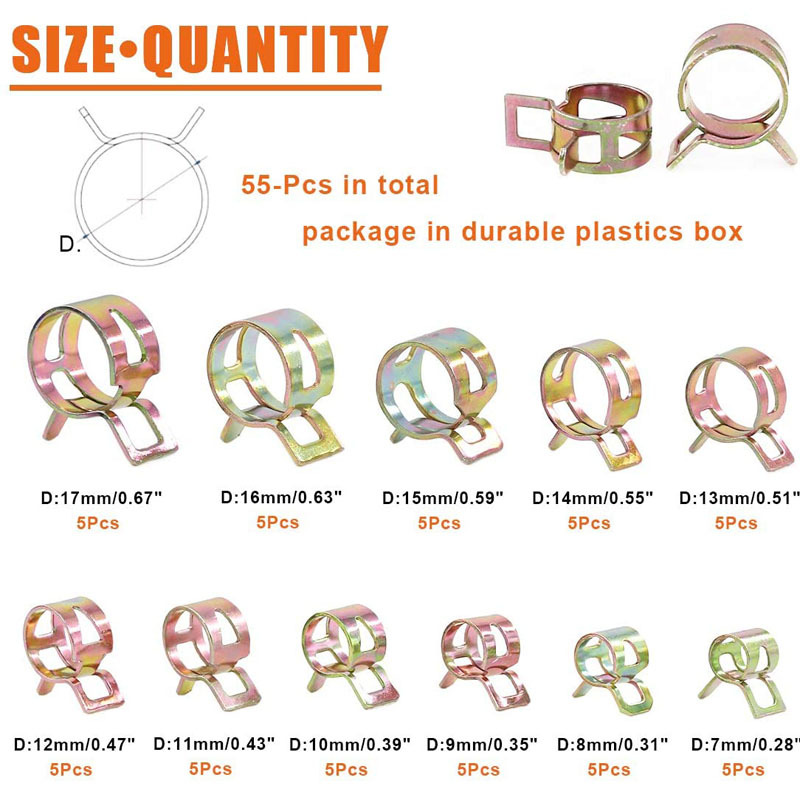 55PCS/Set 7-17mm Spring Hose P - Hose Clamp Assorted 리뷰 및 가격