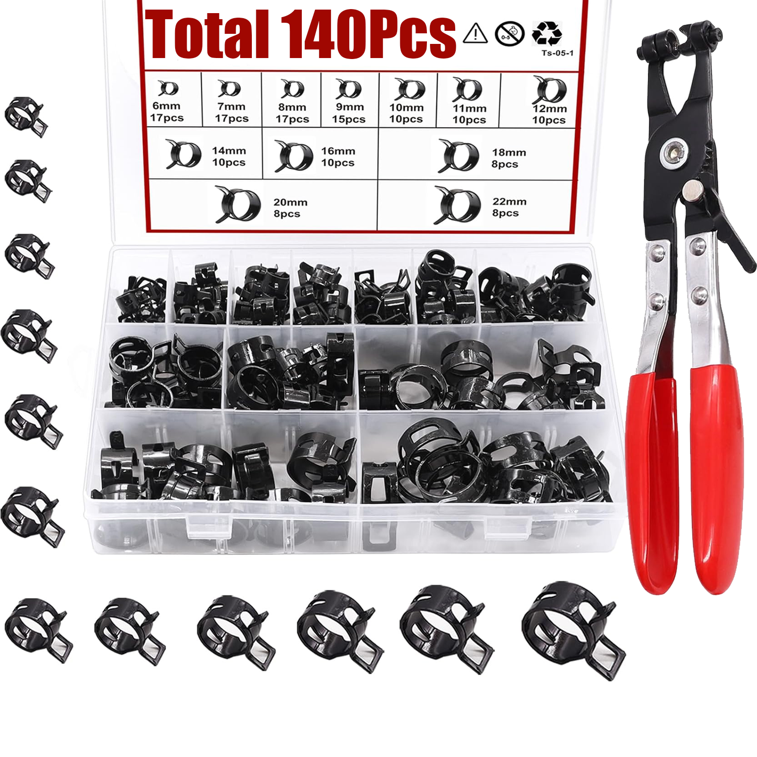 140pcs 6-22mm Black Q673B Vacu - Hose Clamp Assorted 리뷰 및 가격