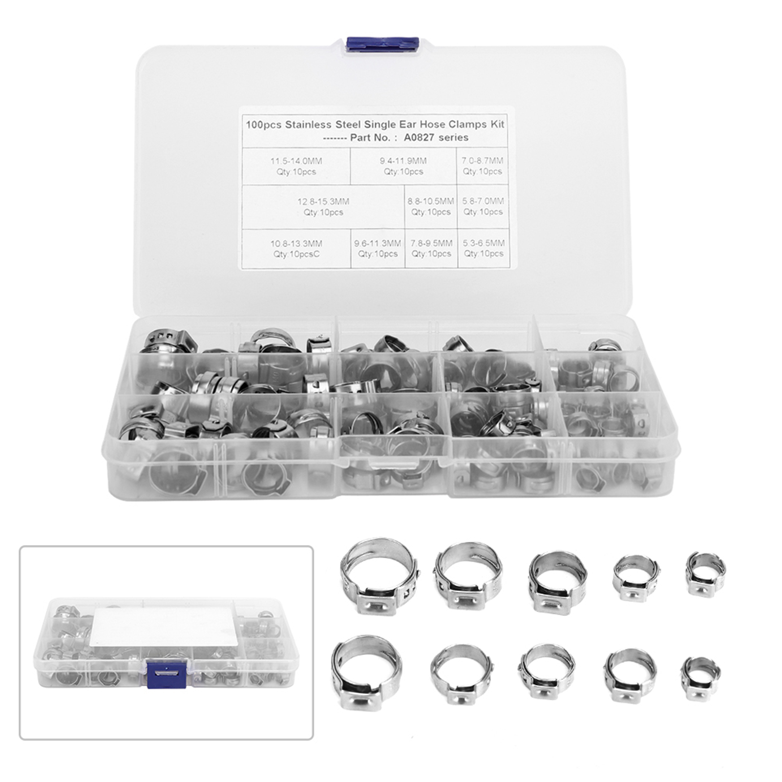 100pcs Hose Clamp Single Ear C - Hose Clamp Assorted 리뷰 및 가격