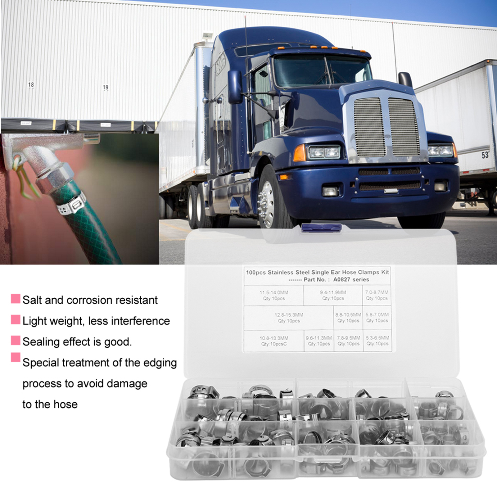 100pcs Hose Clamp Single Ear C - Hose Clamp Assorted 리뷰 및 가격